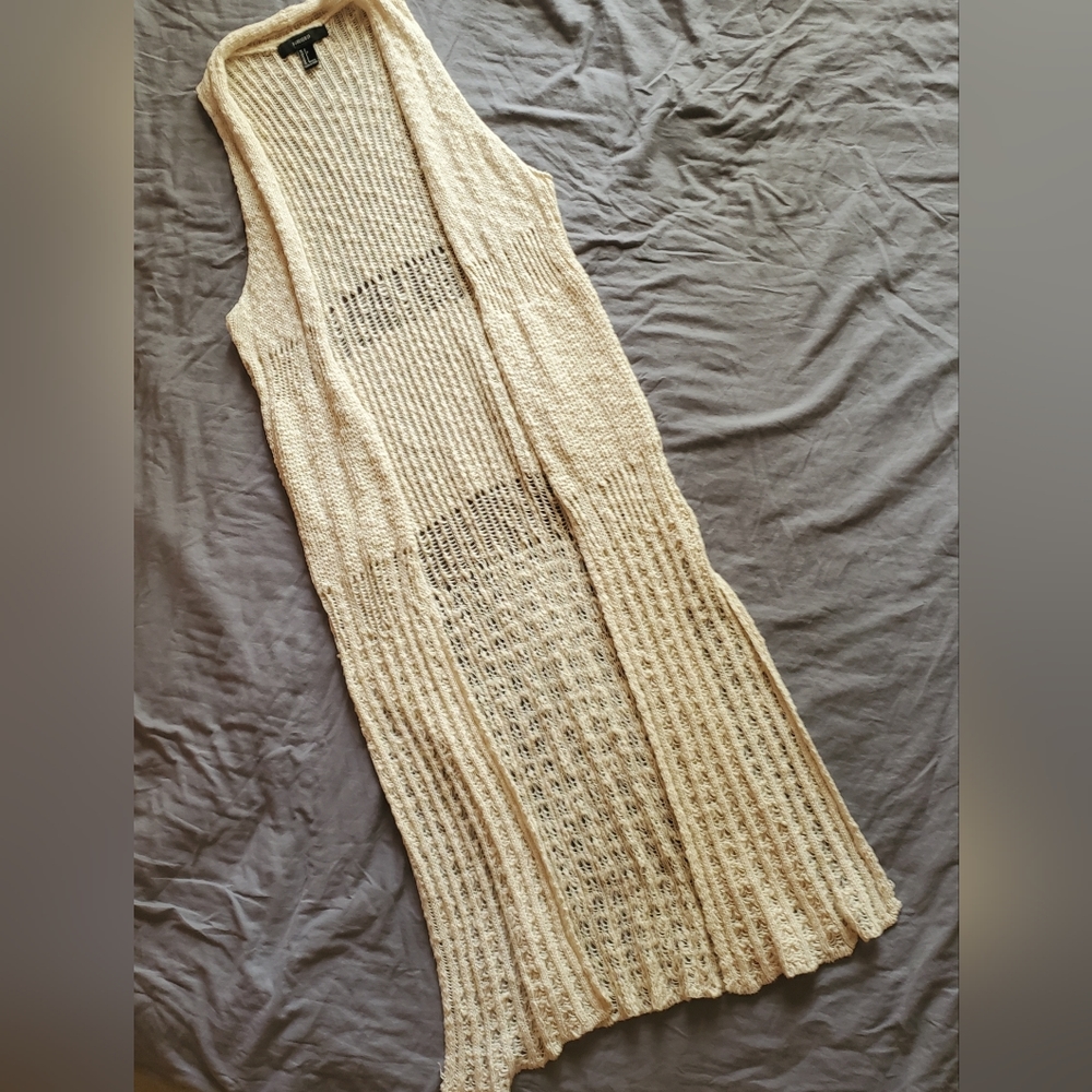 NWOT Crochet longline vest
